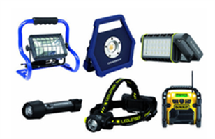Strahler - Arbeitsleuchten - Taschenlampen - Stirnlampen + Baustellenradio