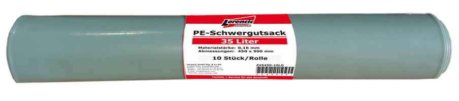PE-Schwergutsack 600x1200mm / 0,16mm stark Füllinhalt ca. 80 Liter 10Stk/Rolle, Z45600-10LO