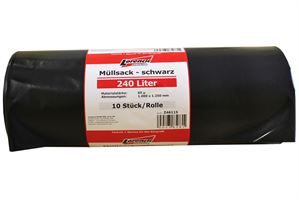 Müllsack 240Liter schwarz 10Stk/Rll (1000x1250mm/65µ stark) 8Rll/Kart 32Kart/Pal, Z46115