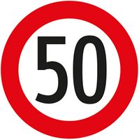 Verkehrszeichen §52/10A, 670/1,5mm, 50-er Geschwindigkeitsbegrenzung, Z52/10A50-670