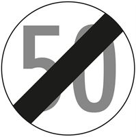 Verkehrszeichen §52/10B, 670/1,5mm, Ende der 50-er Geschwindigkeitsbegrenzung, Z52/10B50-670