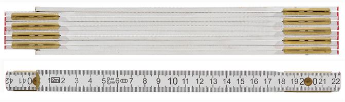 Meterstab Holz, weiß, 2m, Duplex-Skalierung VPE10, Z53020501