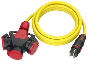 Verlängerungskabel 5lfm K35-N07V3V3-F 3G1,5 inkl. SK-Stecker u. 3-fach Kupplung mit LED, Z98090531