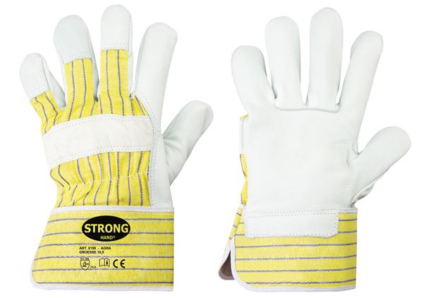 Handschuh AGRA Rind-Vollleder, ca. 1,2mm, EN 388, gummierte Stulpe, Gr. 10,5, Z0155