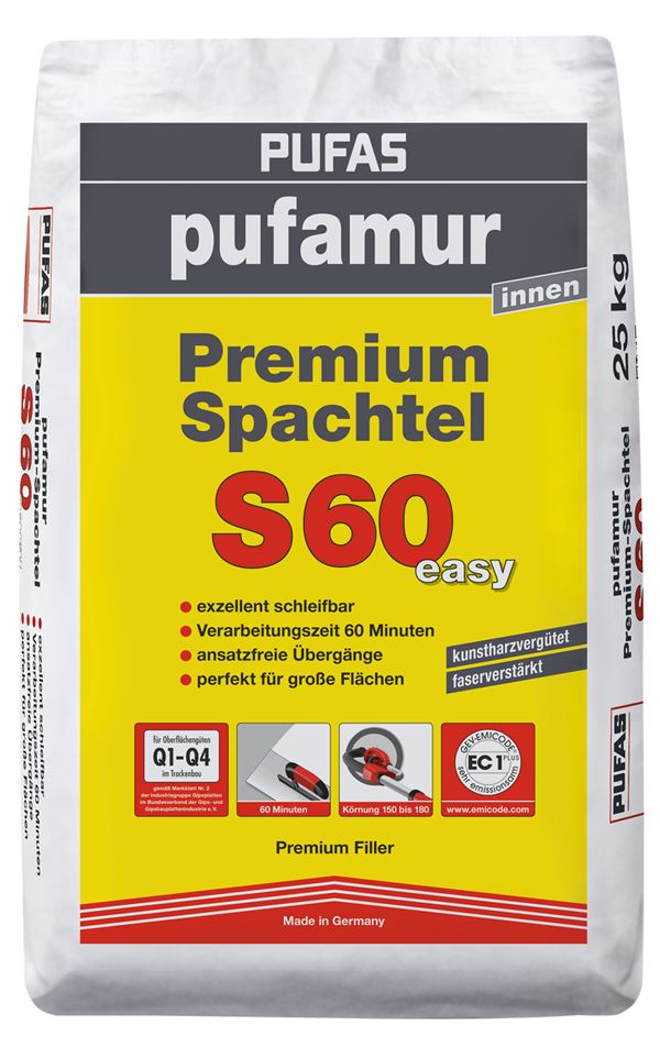 Premium-Spachtel PUFAMUR S60 EASY 25kg/Sack 32Sack/Pal, Z032406