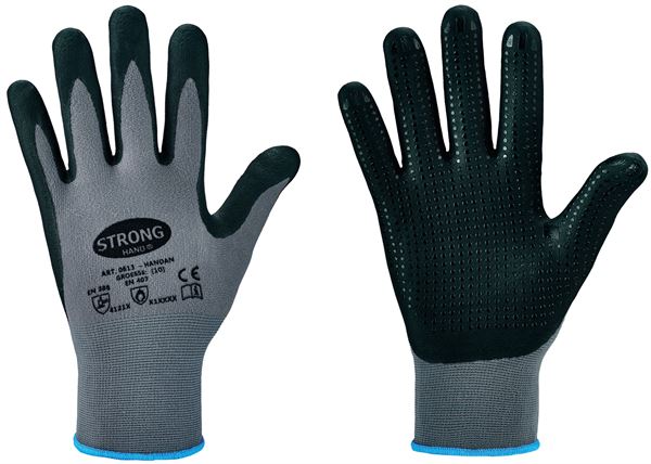 Handschuh Feinstrick HANDAN STRONGHAND®, grau, EN388+EN407, Gr. 10, VPE120, Z061310