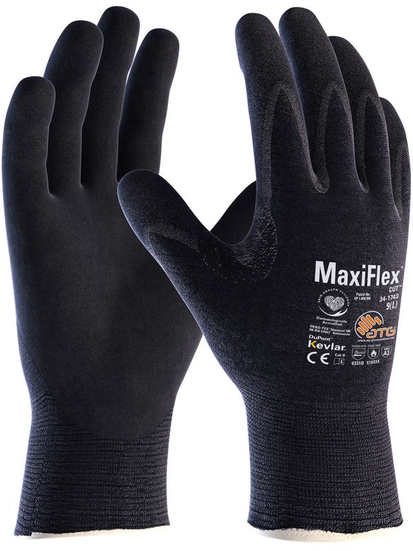 Schnittschutzhandschuh MAXIFLEX® CUT 34-1743, schwarz, KEVLAR®, EN 388+EN 407, Gr. 9, Z132909