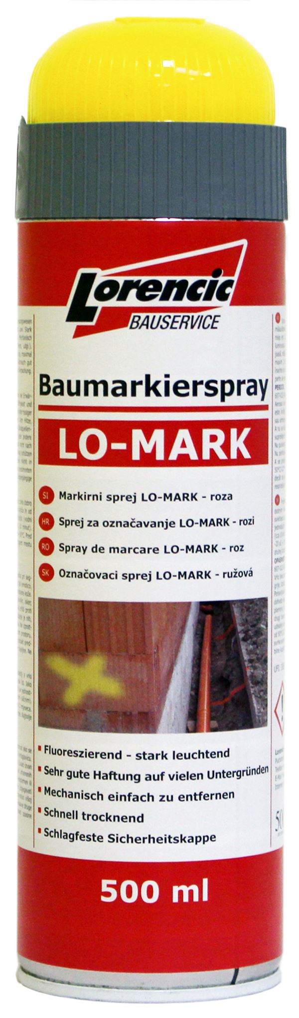 =§= Baumarkierspray LO-MARK gelb 500ml 12Stk/Kart 75Kart/Pal, Z241617LO