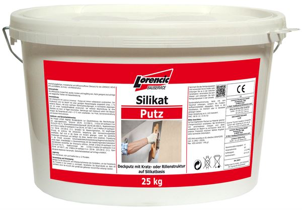 Silikatputz Kratz 1,5mm, weiß, Verbrauch 2,5kg/m², 25kg/Kübel, 32Kübel/Pal, Z2530325LOW