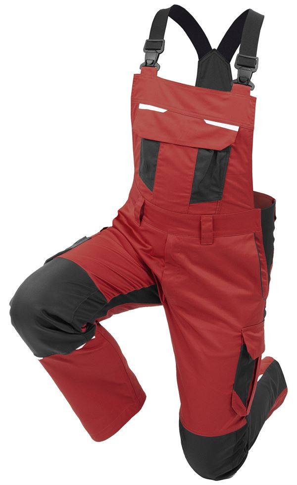 Latzhose QUALITEX IND, rot/anthrazit, 250 g/m², Gr. 52, Z41014-RALH52