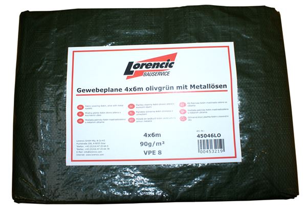 Gewebeplane 10x12m olivgrün mit Metallösen VPE2, Z4501012LO
