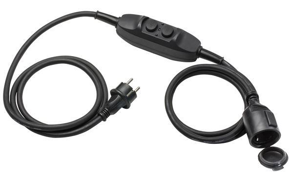 Personenschutz-Zwischenschalter PRCD 30mA mit 2x1,5m Kabel + Stecker u.Kupplung, Z45222