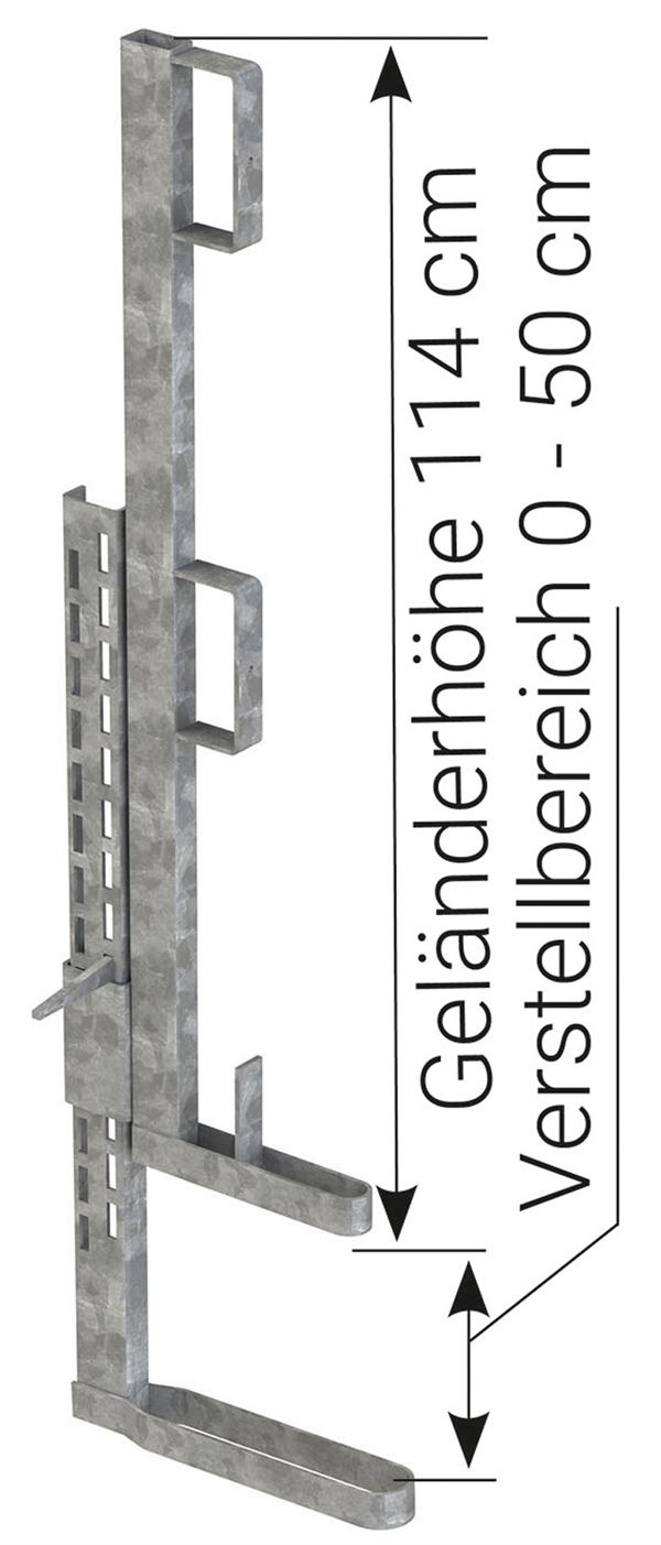 Schutzgeländer 1,14m hoch, Verstellbereich: 0-50cm, verzinkt, Z4811620V