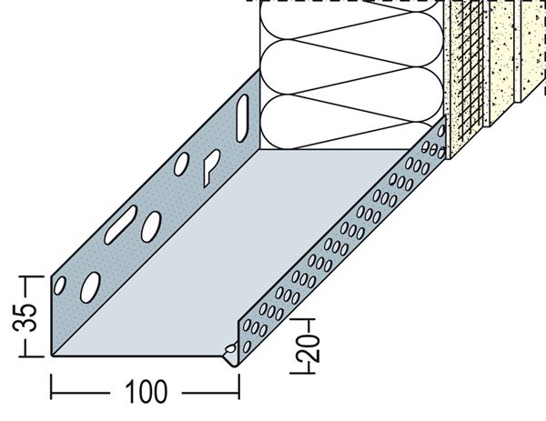 Sockeltrogprofil WDVS Alu 100mm 90810 (9150) 2,50lfm/Sta, 10Sta/Bd, 54Bd/Pal, Z490810