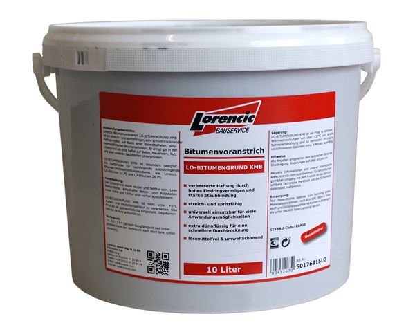 Bitumenvoranstrich LO-Bitumengrund KMB 10l/Kübel 44Kübel/Pal, Z50126915LO
