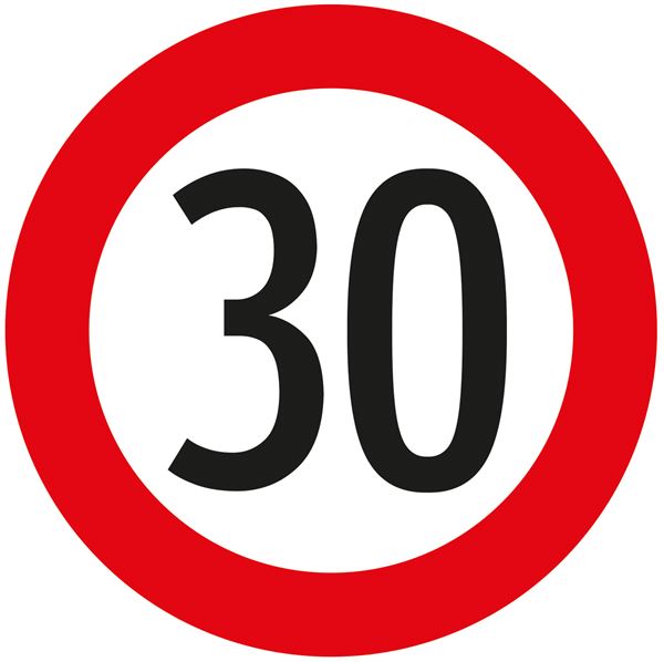 Verkehrszeichen §52/10A, 670/1,5mm, 30-er Geschwindigkeitsbegrenzung, Z52/10A30-670