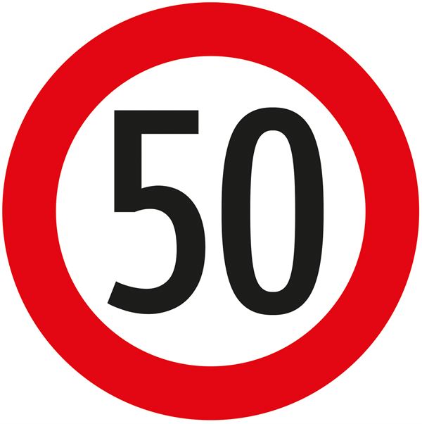 Verkehrszeichen §52/10A, 670/1,5mm, 50-er Geschwindigkeitsbegrenzung, Z52/10A50-670