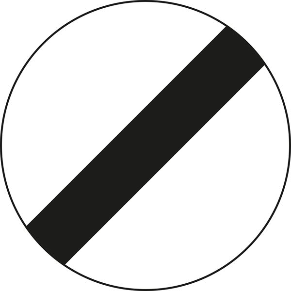 Verkehrszeichen §52/11, 670/1,5mm, Ende von Überholverbot u. Geschwindigkeit, Z52/11-670