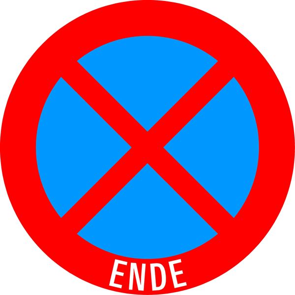 Verkehrszeichen §52/13B, 480/1,5mm, Halten und Parken verboten Ende, Z52/13B-480ENDE