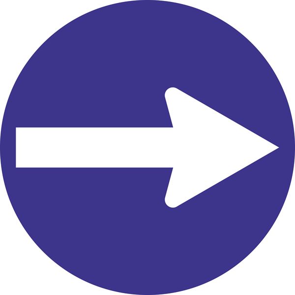 Verkehrszeichen §52/15D, 480/1,5mm, Vorgeschriebene Fahrtrichtung, Z52/15D-480