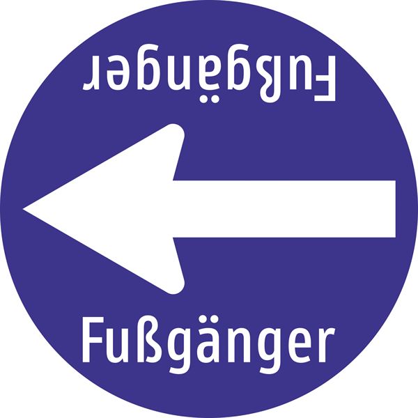 Verkehrszeichen §52/15D, 480/1,5mm, Vorgeschriebene Fahrtrichtung Fußgänger, Z52/15EF-480
