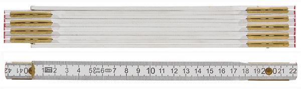 Meterstab Holz, weiß, 2m, Duplex-Skalierung VPE10, Z53020501