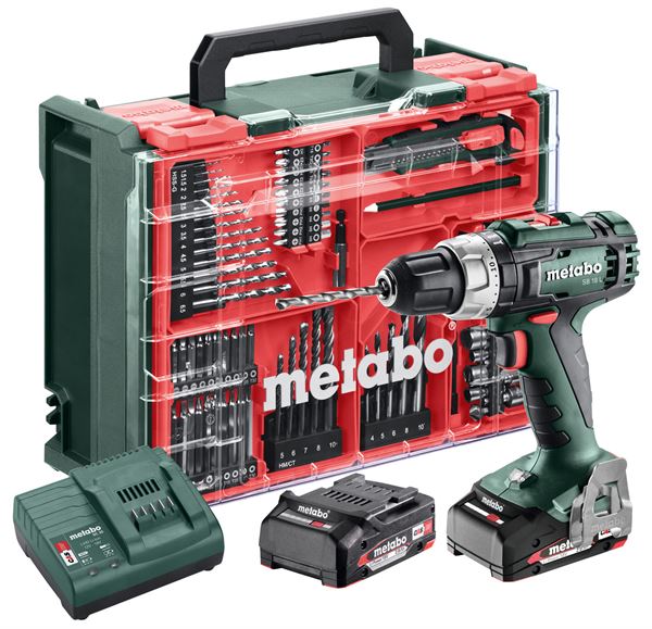 =81= Akku-Schlagbohrmaschine-Set METABO SB 18 L 18V 2,0Ah Li-Power m. 78-tlg. Zubehör-Set, Z602317710