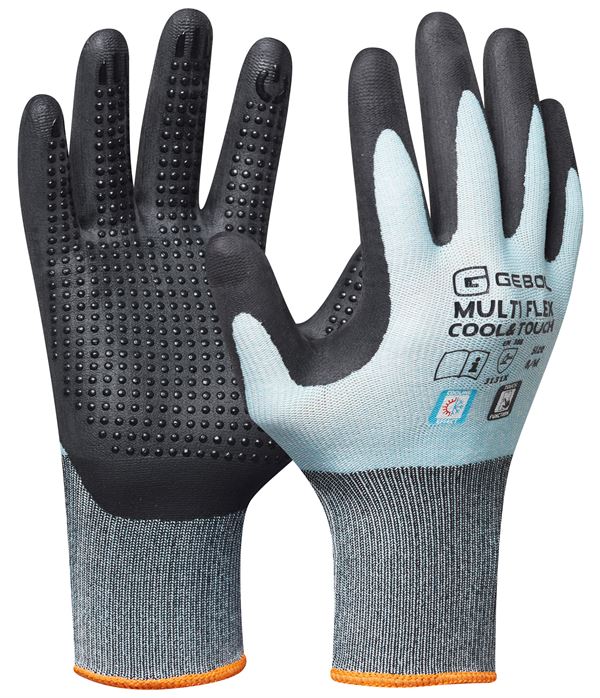 Montagehandschuh MULTI FLEX COOL&TOUCH, hellblau/schwarz, EN388+407, Gr. 8, VPE12/72, Z709376T