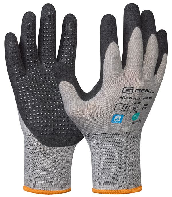 Montagehandschuh MULTI FLEX COMFORT, grau/schwarz, nahtlos, EN388, Gr. 8, VPE12/72, Z709576