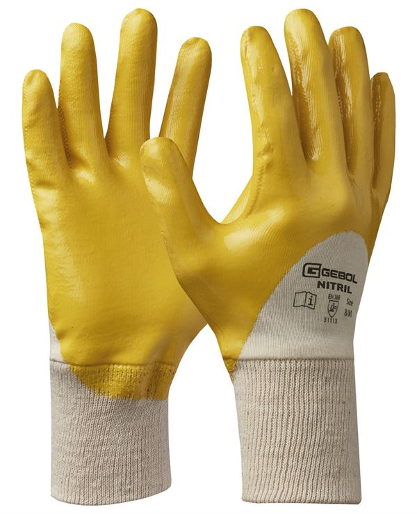 Handschuh NITRIL, gelb, Baumwolle, EN388, Gr. 9, VPE12/120, Z729509