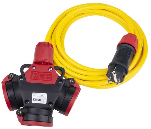 Verlängerungskabel 5lfm K35-N07V3V3-F 3G1,5 inkl. SK-Stecker u. 3-fach Kupplung mit LED, Z98090531
