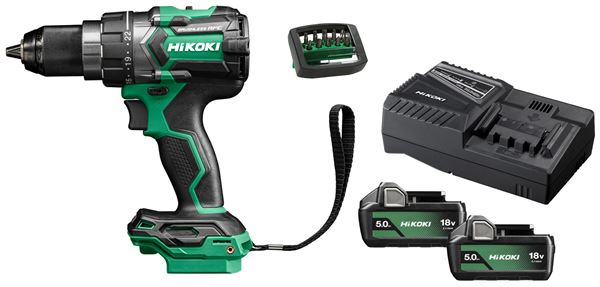 =81= Akku-Bohrschrauber-Set HIKOKI DS18DC 18V 5,0Ah Li-Ion m. 2 Akkus, Ladegerät, Bitset, ZDS18DCWPZSET