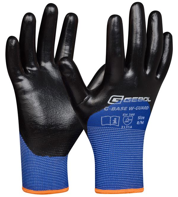 Handschuh G-BASE W-GUARD, blau/schwarz, 13G Gauge-Strick, EN388, Gr. 10, VPE12/120, ZEP76000810